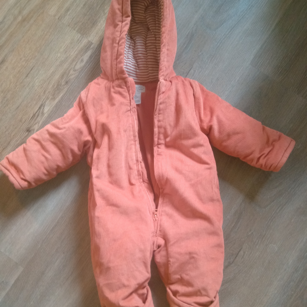 Cozy Orange Hooded Baby Snowsuit